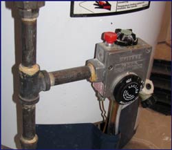 Gas Valve and Settings Dial on Water Heater